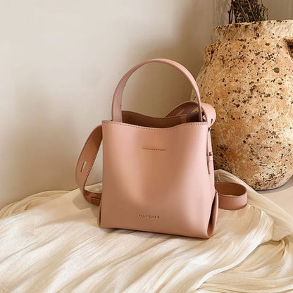 Faux Leather Bucket Bag - Pink / One Size