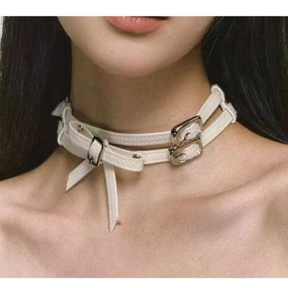 Faux Leather Buckled Choker