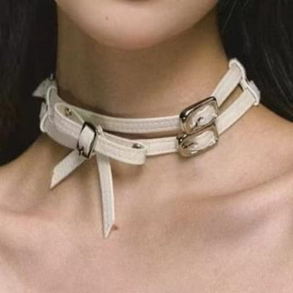 Faux Leather Buckled Choker