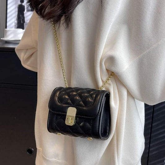 Faux Leather Chain Crossbody Bag