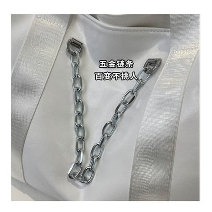 Faux Leather Chained Tote Bag