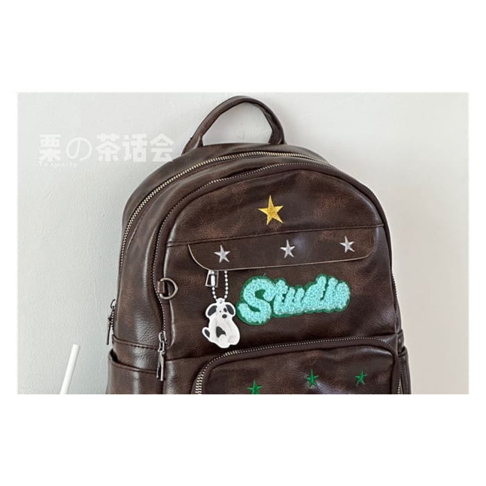 Faux Leather Dog Applique Backpack / Charm / Set - Backpacks