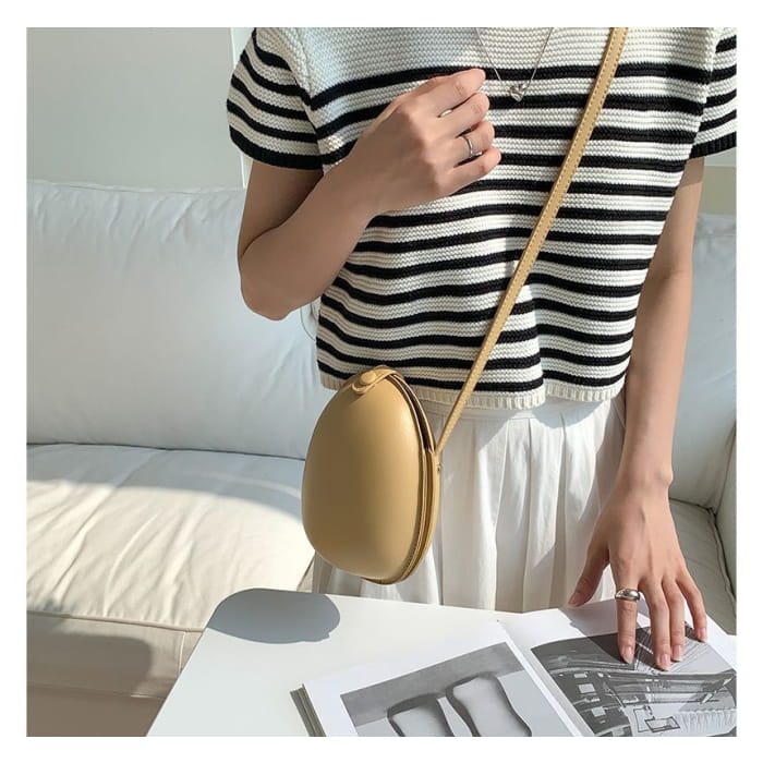 Faux Leather Egg Crossbody Bag