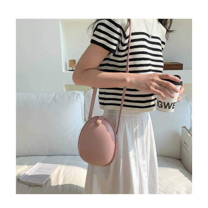 Faux Leather Egg Crossbody Bag