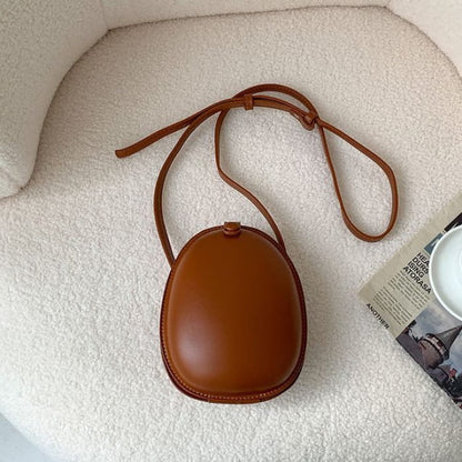 Faux Leather Egg Crossbody Bag - Brown / One Size