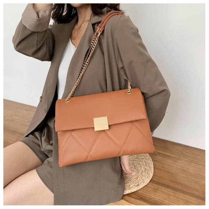 Faux Leather Flap Shoulder Bag