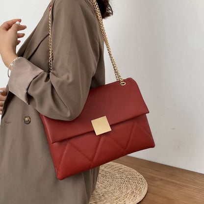 Faux Leather Flap Shoulder Bag