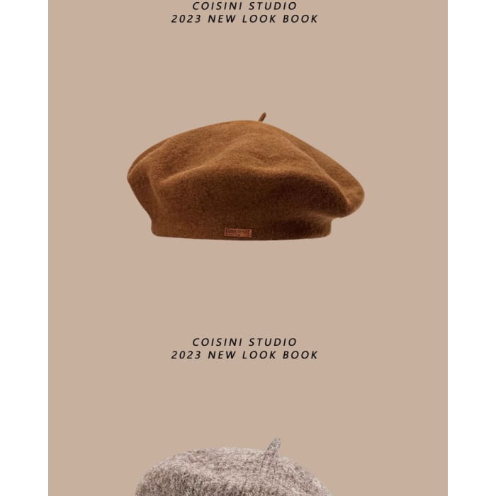 Faux Leather Newsboy Cap / Beret - Hats