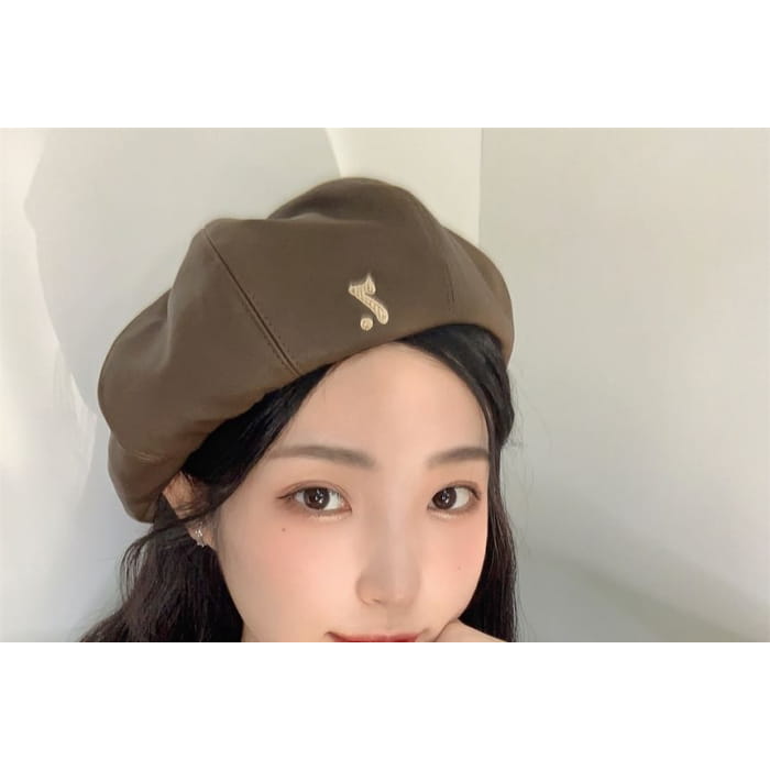 Faux Leather Numbering Beret