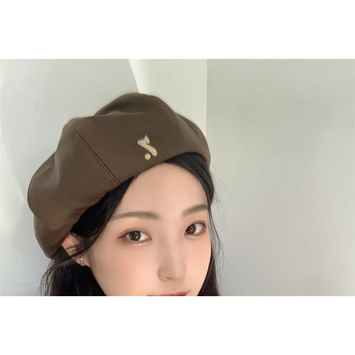 Faux Leather Numbering Beret