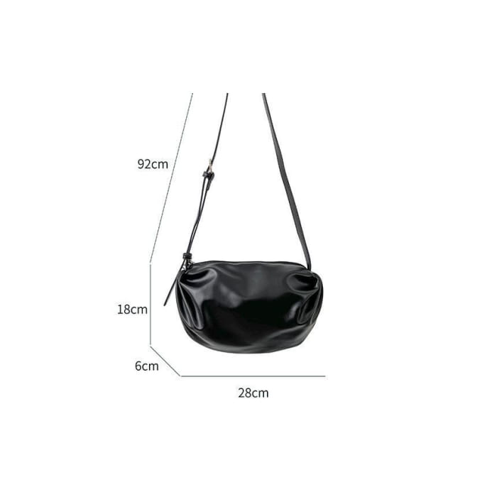 Faux Leather Plain Zip Crossbody Bag