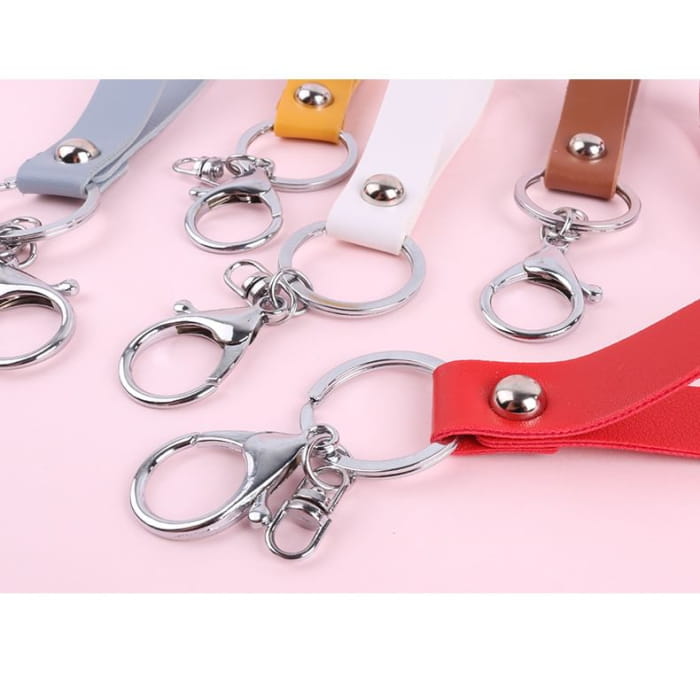 Faux Leather Strap Bag Charm Keyring