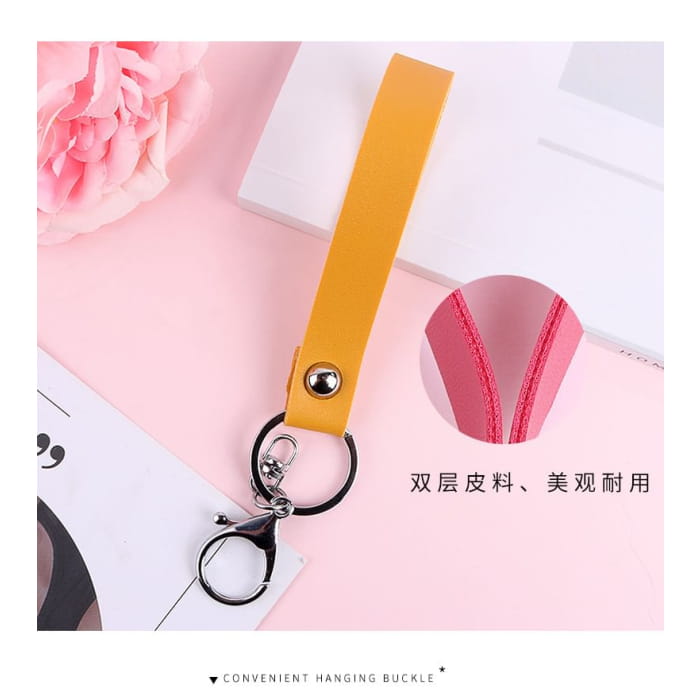 Faux Leather Strap Bag Charm Keyring