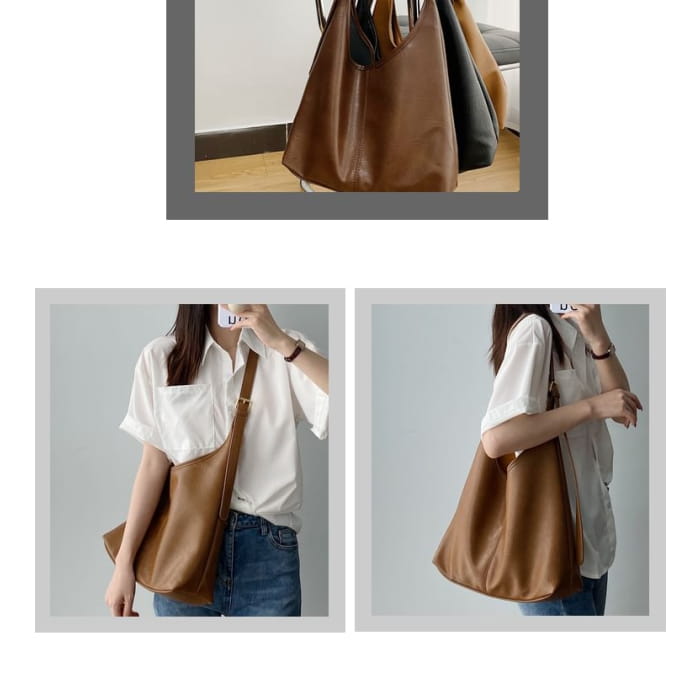 Faux Leather Tote Bag / Pouch / Set