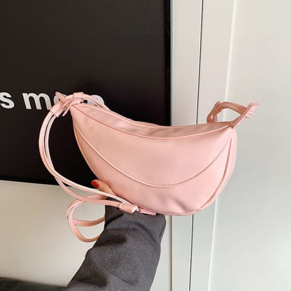 Faux Leather Waist Bag - Pink / One Size