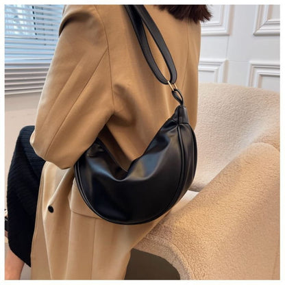 Faux Leather Zip Shoulder Bag