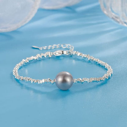 Faux Pearl Alloy Bracelet - Gray / One Size