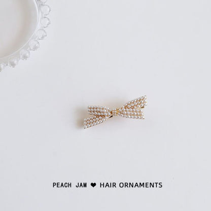 Faux Pearl Bow Hair Clip