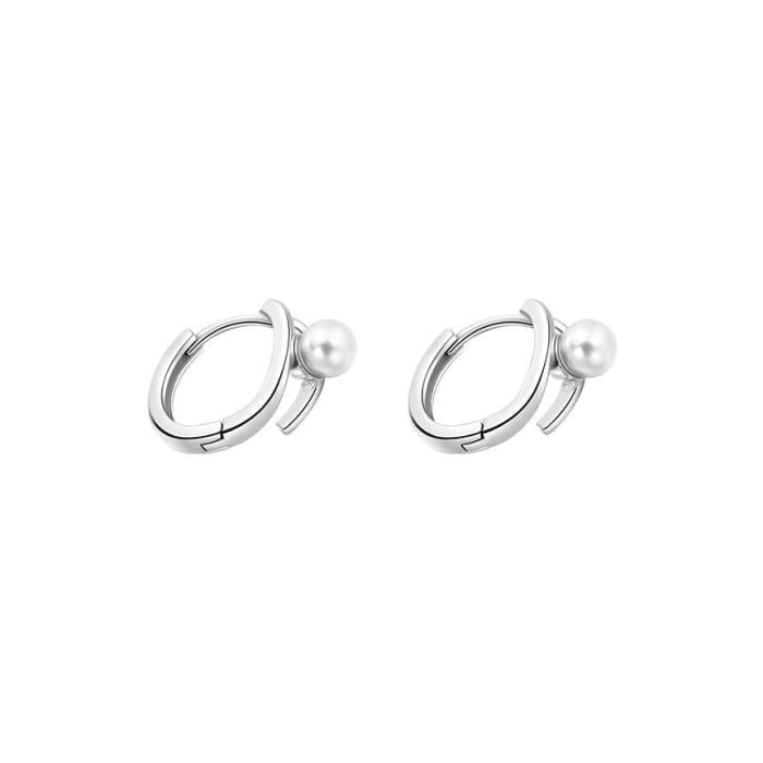 Faux Pearl Layered Sterling Silver Hoop Earring