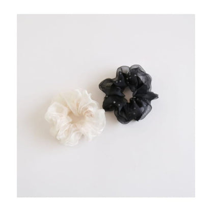 Faux Pearl Mesh Scrunchie