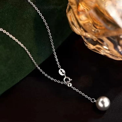 Faux Pearl Pendant Lariat Necklace