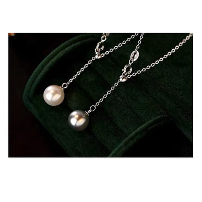 Faux Pearl Pendant Lariat Necklace