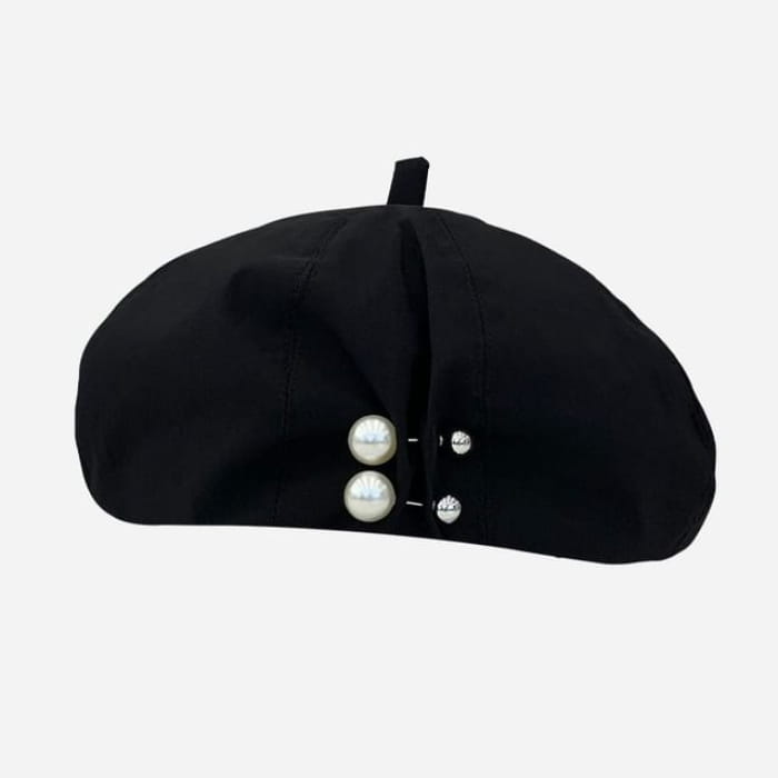 Faux Pearl Pin Beret