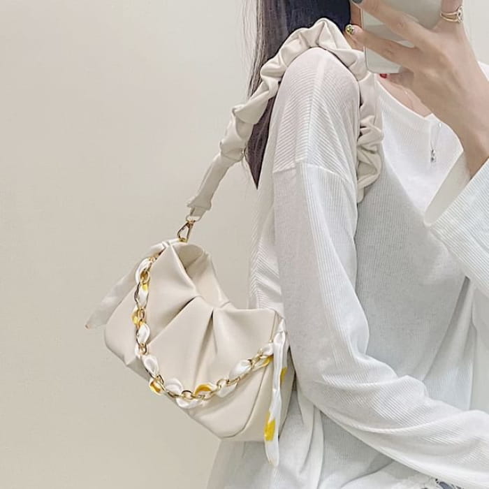 Faux Pearl Strap Shirred Shoulder Bag / Sash / Set