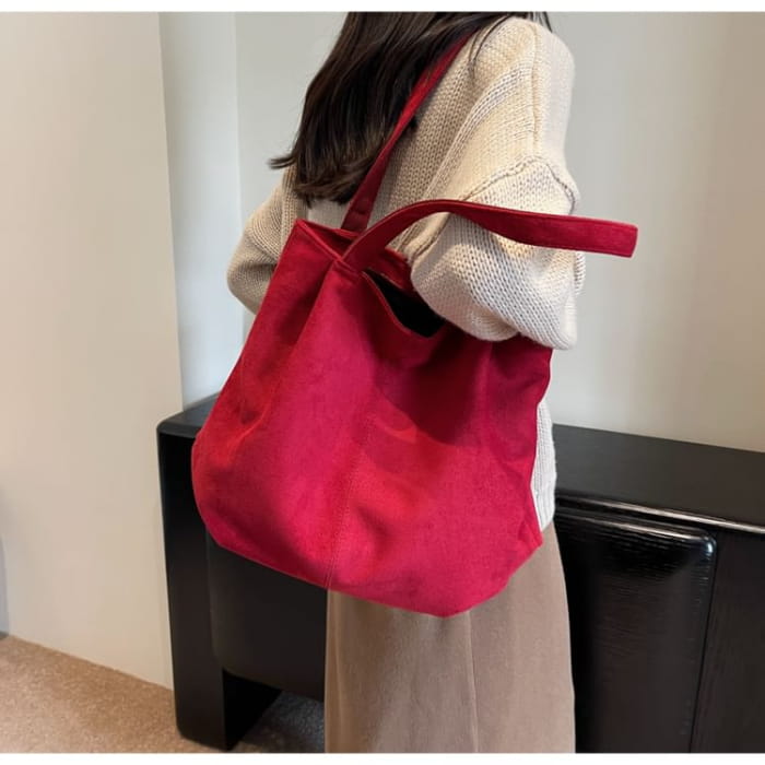 Faux Suede Tote Bag