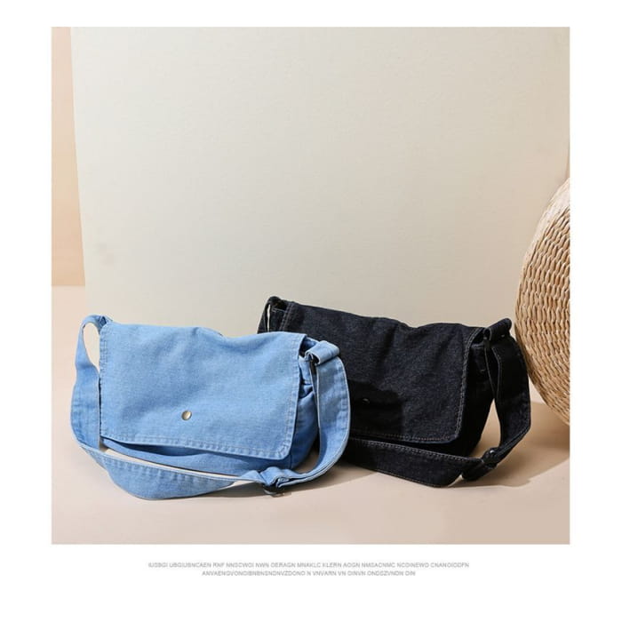 Flap Denim Crossbody Bag