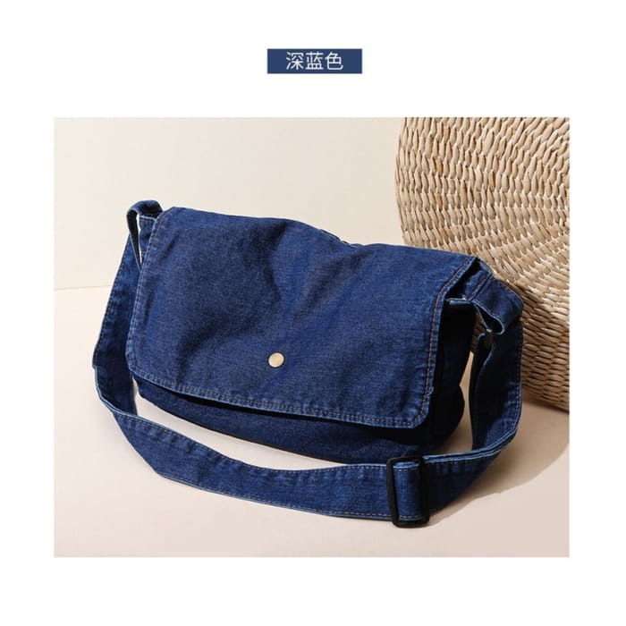 Flap Denim Crossbody Bag