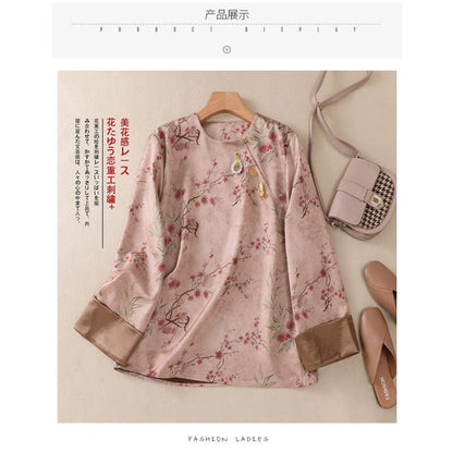 Flared-Sleeve Floral Blouse