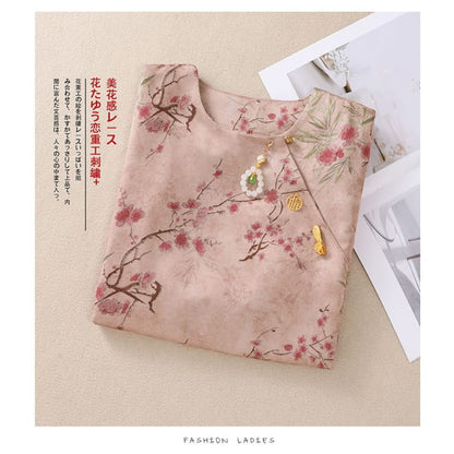 Flared-Sleeve Floral Blouse