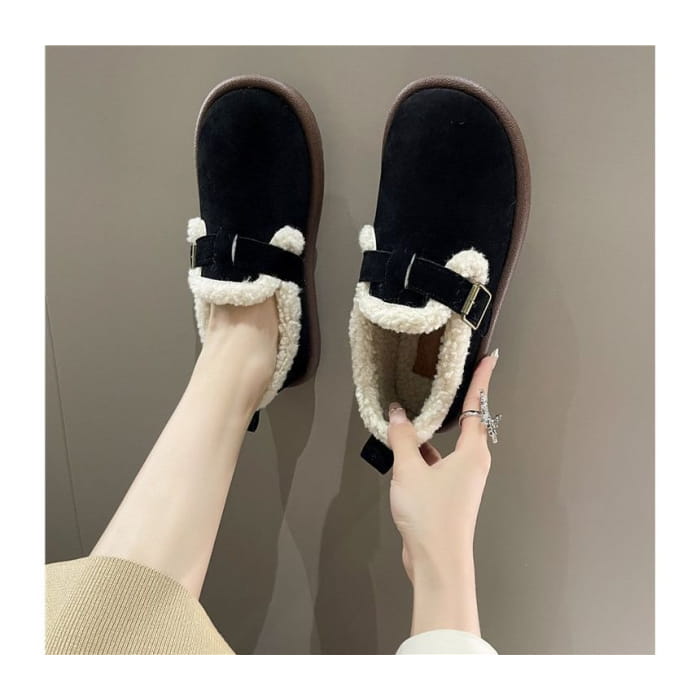 Fleece-Lined Buckled Loafers - Shoes