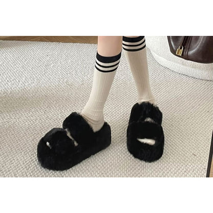 Fleece Plain Slide Sandals