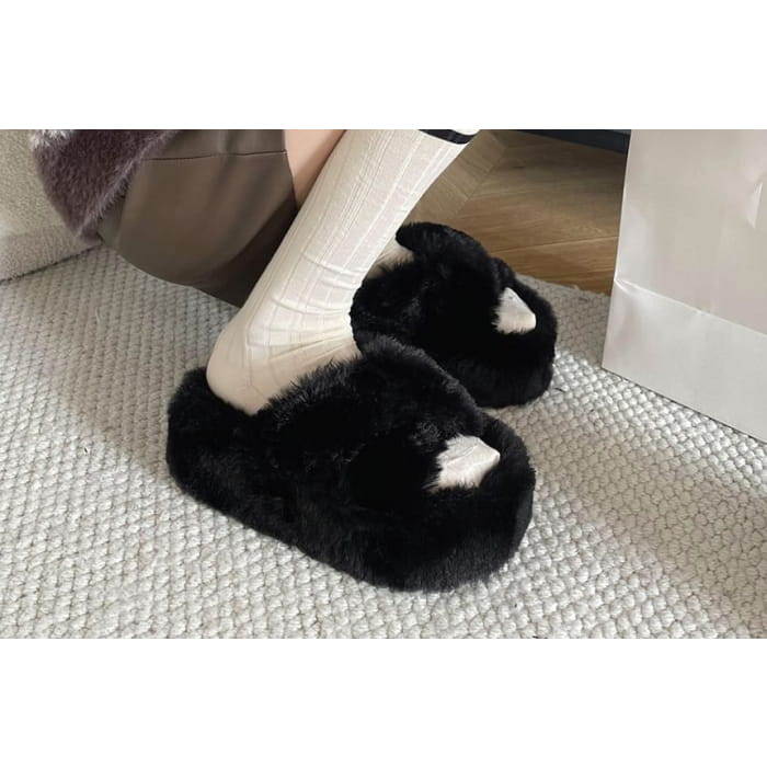 Fleece Platform Slippers