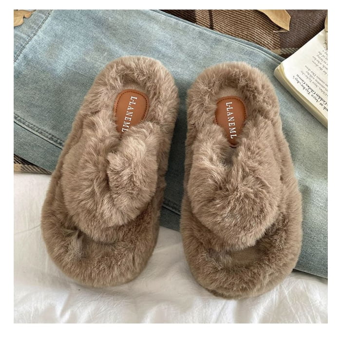 Fleece Platform Slippers