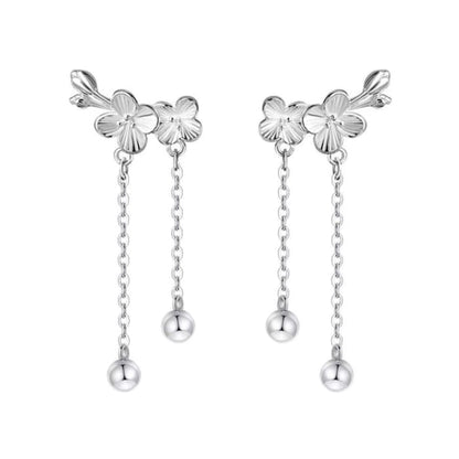 Floral Alloy Asymmetrical Dangle Earring