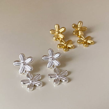 Floral Alloy Drop Earring - EH2663 - 1 Pair - Gold