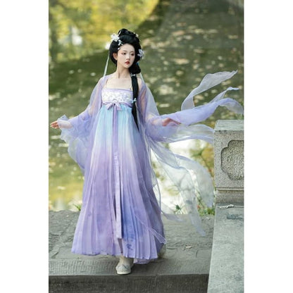 Floral Embroidered Hanfu Long Top / Spaghetti Strap Maxi