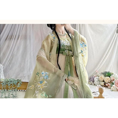 Floral Embroidered Hanfu Maxi Dress / Light Jacket / Set