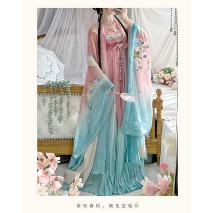 Floral Embroidered Hanfu Maxi Dress / Light Jacket / Set