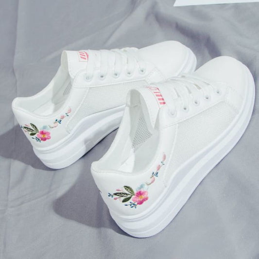 Floral Embroidered Platform Sneakers