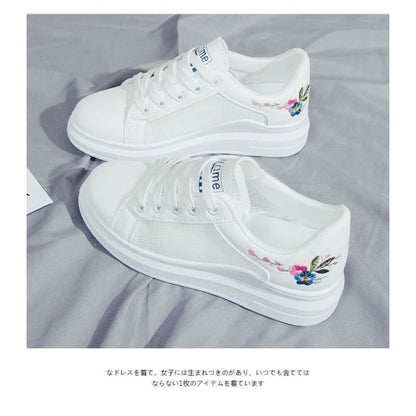 Floral Embroidered Platform Sneakers