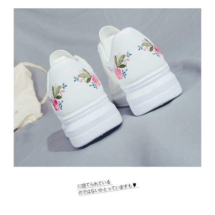 Floral Embroidered Platform Sneakers