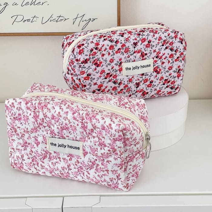 Floral Fabric Makeup Bag / Pencil Case