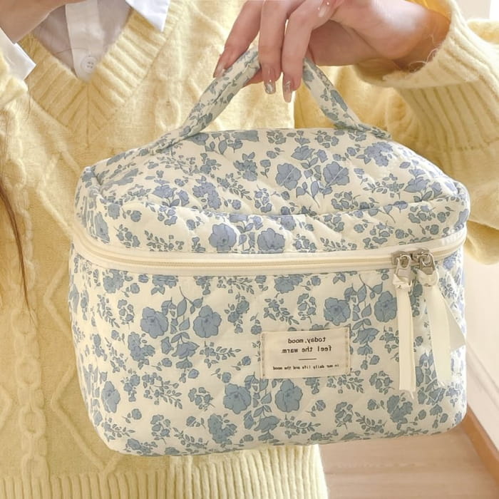 Floral Fabric Pouch / Makeup Bag / Clutch