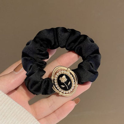 Floral Faux Pearl Mesh Hair Clamp / Scrunchie / Clip - 09