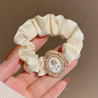 Floral Faux Pearl Mesh Hair Clamp / Scrunchie / Clip - 10