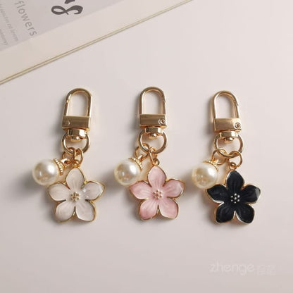 Floral Faux Pearl Phone Charm - Accessories